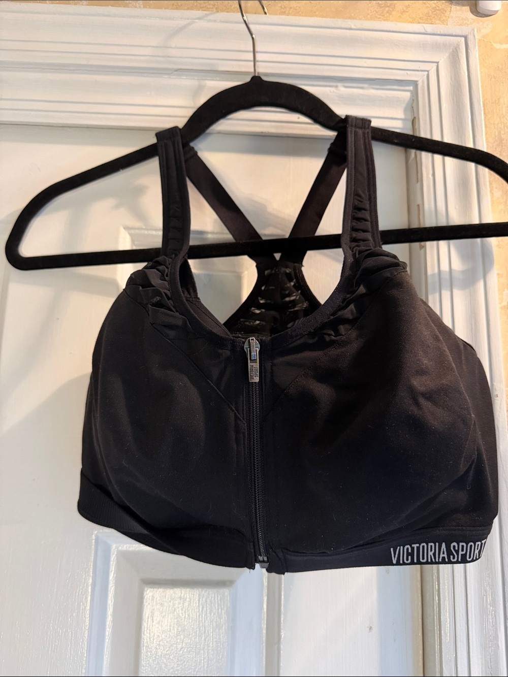 Victoria’s Secret Black Front-Zip Sports Bra